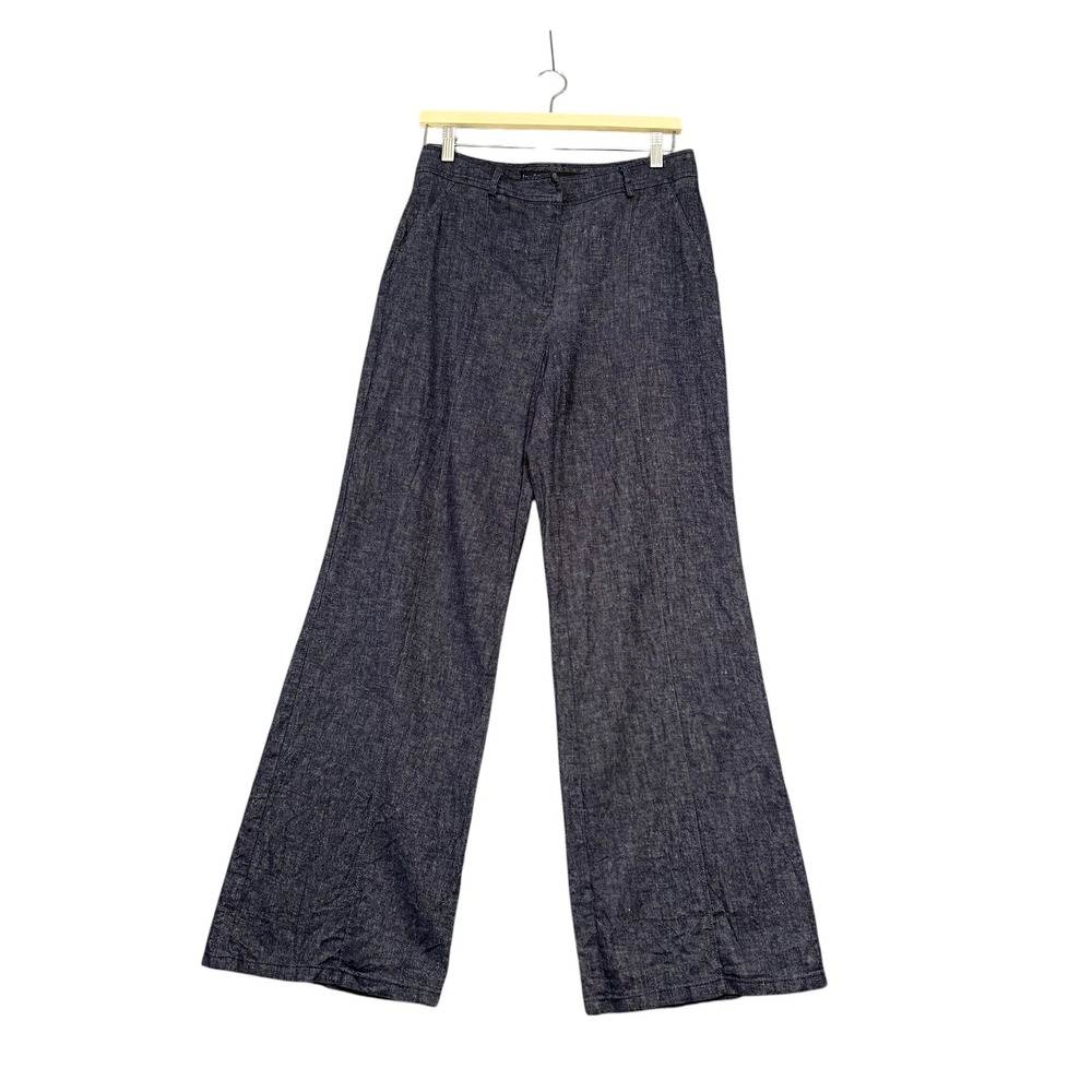Iris Setlakwe | Wide Leg Blue Linen Cotton Blend Trouser Pants Size 8